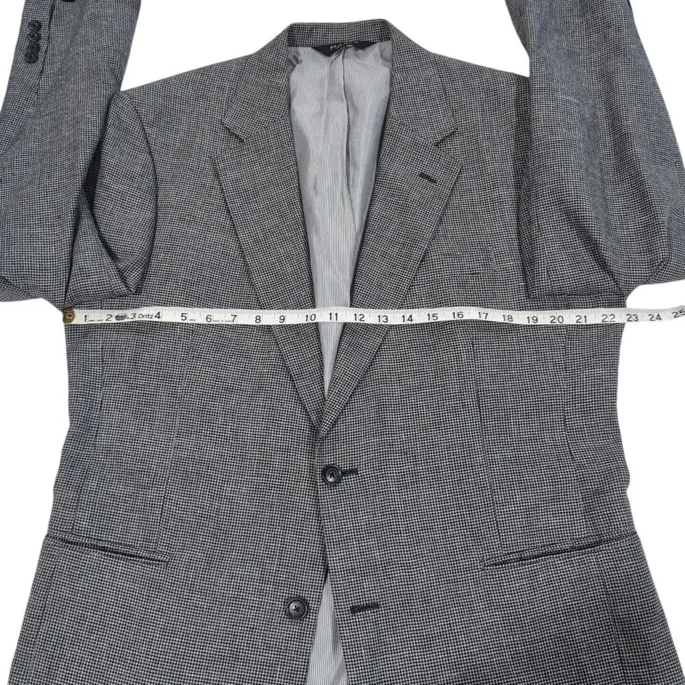 Jos A Bank Silk‎ Wool Sport Coat Men's Size 42L Black White Houndstooth 2 Button